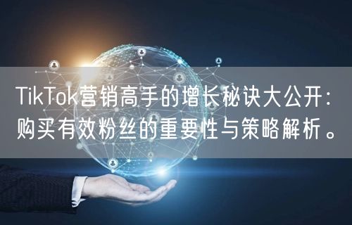 TikTok营销高手的增长秘诀大公开：购买有效粉丝的重要性与策略解析。
