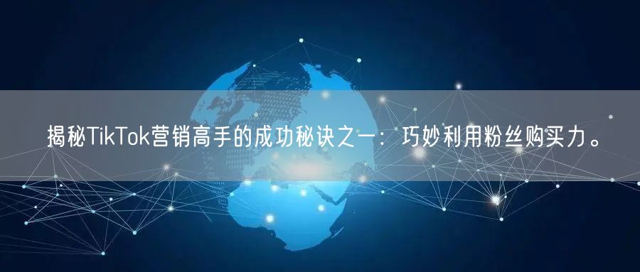 揭秘TikTok营销高手的成功秘诀之一：巧妙利用粉丝购买力。