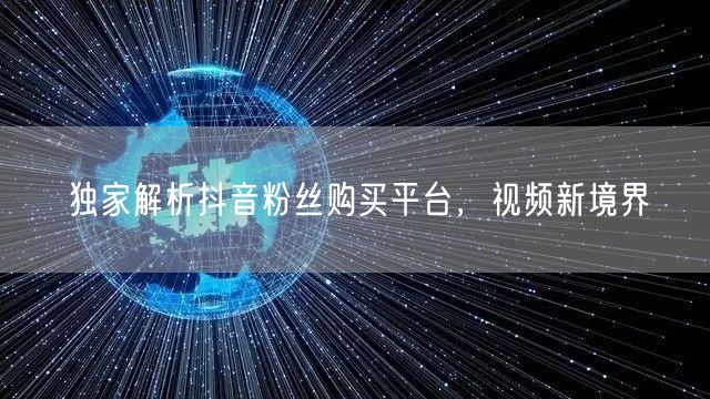 独家解析抖音粉丝购买平台，视频新境界