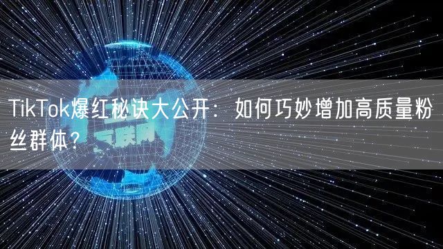 TikTok爆红秘诀大公开：如何巧妙增加高质量粉丝群体？
