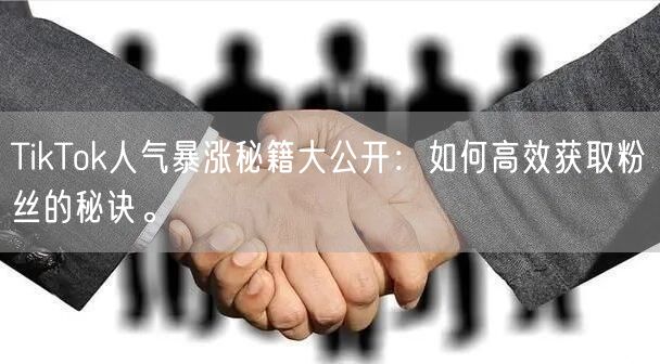 TikTok人气暴涨秘籍大公开：如何高效获取粉丝的秘诀。