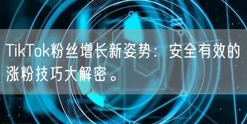 TikTok粉丝增长新姿势：安全有效的涨粉技巧大解密。