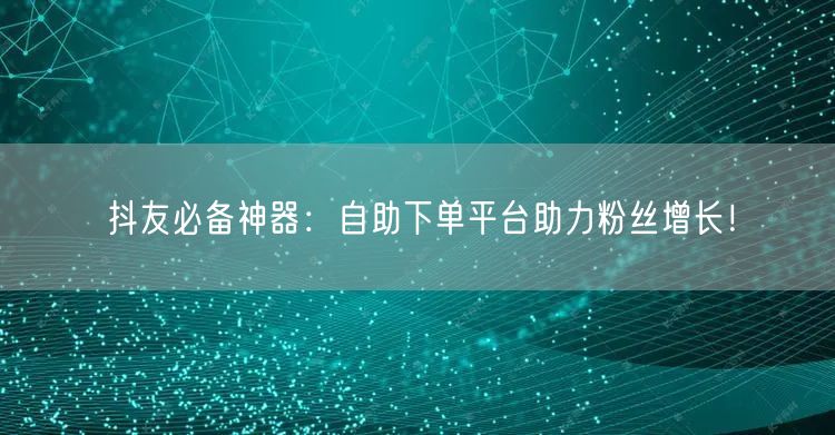 抖友必备神器：自助下单平台助力粉丝增长！