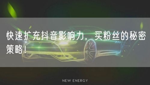 快速扩充抖音影响力，买粉丝的秘密策略！