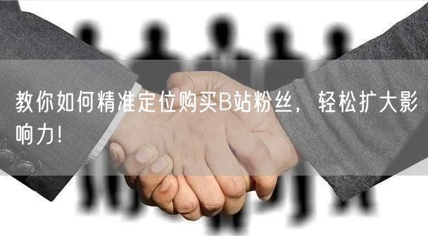 教你如何精准定位购买B站粉丝，轻松扩大影响力！