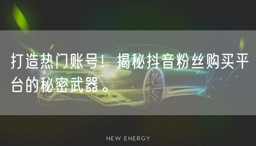 打造热门账号！揭秘抖音粉丝购买平台的秘密武器。