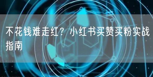 不花钱难走红？小红书买赞买粉实战指南