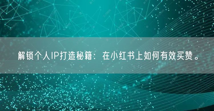 解锁个人IP打造秘籍：在小红书上如何有效买赞。