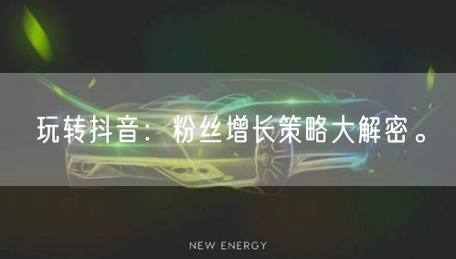 玩转抖音：粉丝增长策略大解密。