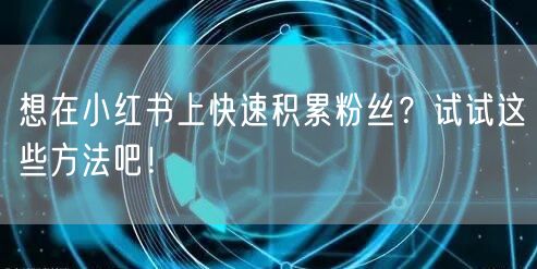 想在小红书上快速积累粉丝？试试这些方法吧！