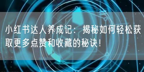 小红书达人养成记：揭秘如何轻松获取更多点赞和收藏的秘诀！