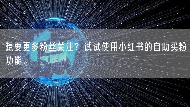 想要更多粉丝关注？试试使用小红书的自助买粉功能。