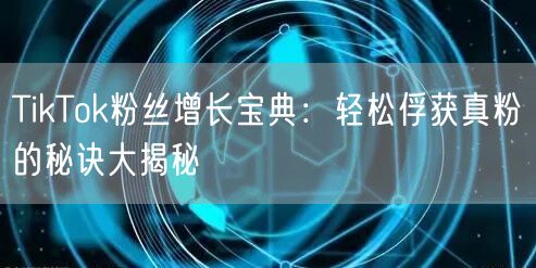 TikTok粉丝增长宝典：轻松俘获真粉的秘诀大揭秘