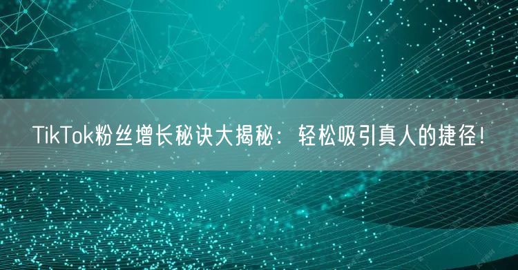 TikTok粉丝增长秘诀大揭秘：轻松吸引真人的捷径！